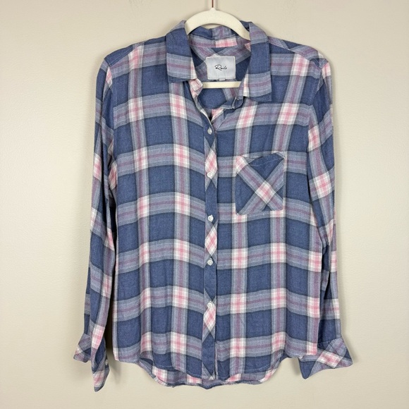 Rails Tops - Rails Navy and Pink Plaid Button Down Shirt